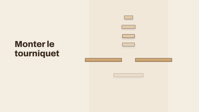 Animation : les pièces s’empilent sur la clé, le rabat se pose, puis un quart de tour le verrouille